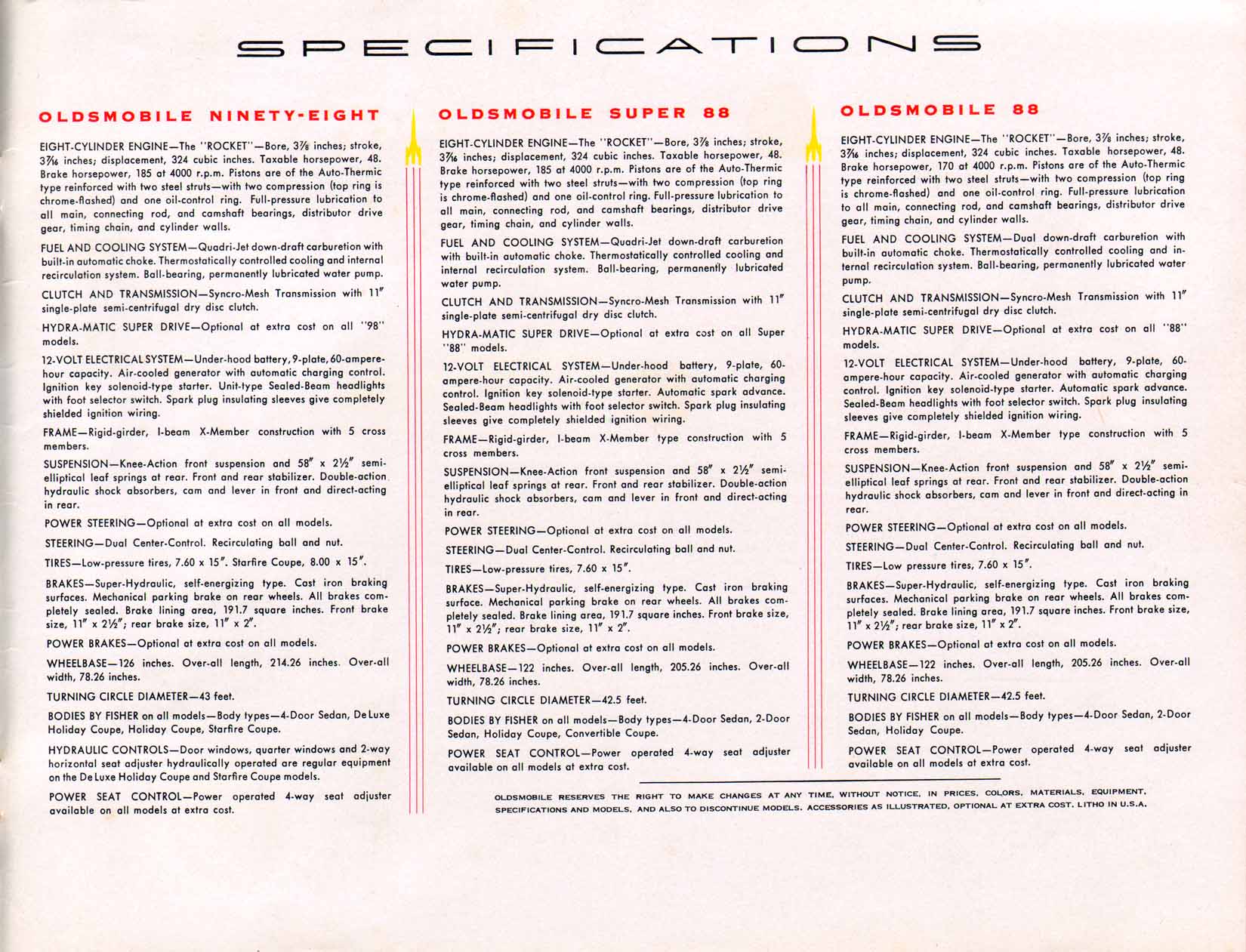 1954 Oldsmobile Motor Cars Brochure Page 13